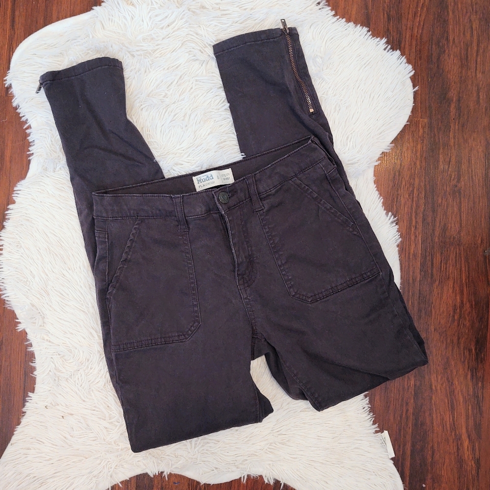 Mudd Utility Skinny Maroon Moto Jeggings